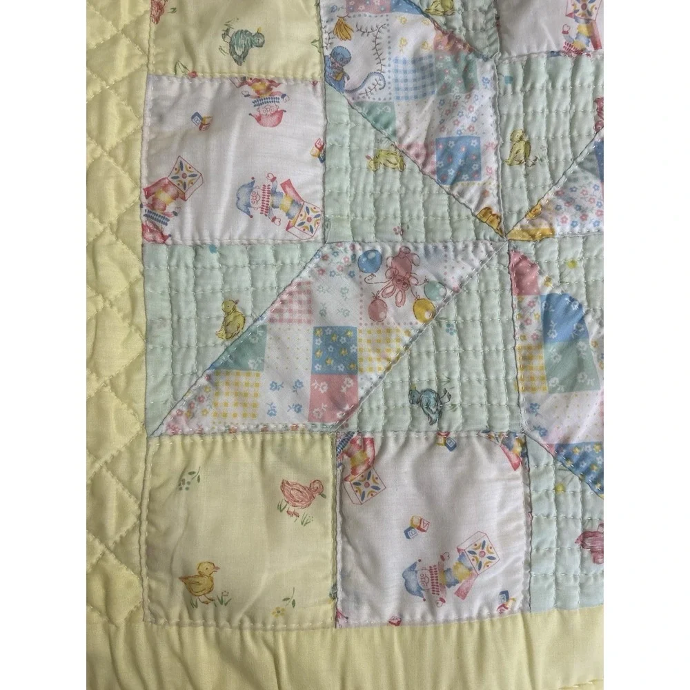 Vintage Handmade Quilt Baby Blanket Crib 37